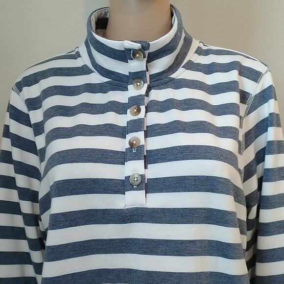 Croft & Barrow White/Blue/Grey Striped Pullover Sweater - Picture 2 of 6